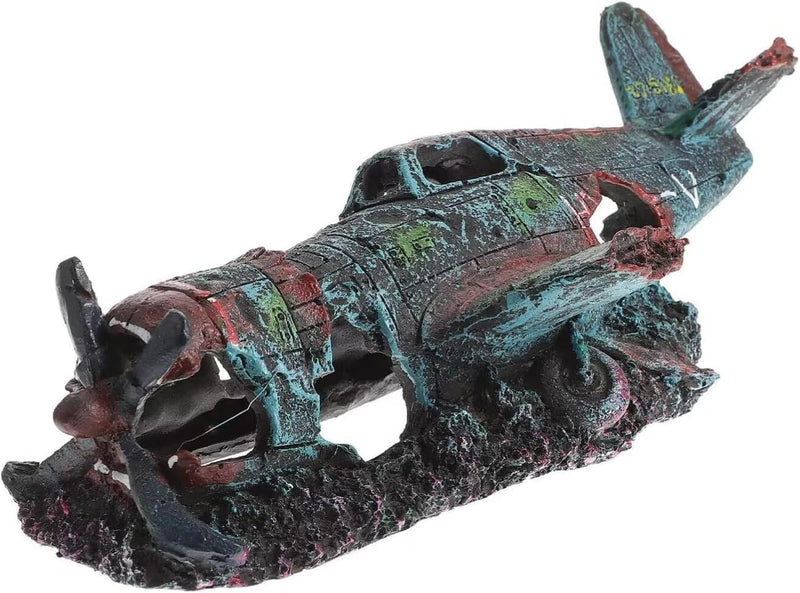 S-Lifeeling Fish Tank Decoration Fighter Vintage Airplane Ruins - Airplane L Size