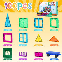 FNJO Magnetic Tiles, 100PCS STEM Building Blocks Toy Set for Kids – Fun for Kids & Family - 100PCS - image 2