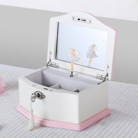 Ballerina Musical Jewelry Box with Mirror for girls，Kid's Jewelry - white/pink-medium