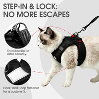 Cat Harness and Leash - Ultra Light Escape Proof Kitten Collar Cat Walking Jacket with Running - Black / Medium - image 2