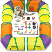 33Pcs Cat Toys Pack for Indoor Cats Kitten, with Cube Tunnel – Essentials for Cats - Extra Large Cat Tunnel Toy Set