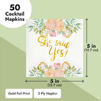 Sparkle and Bash It's a Boy Napkins, Blue & Gold Foil, 3-Ply - She Said Yes / 5 x 5 Inches - image 3