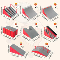 CS COSDDI 14in1 Finger Skateboard Park Set for Kids 8 Skateboards - Red - image 3