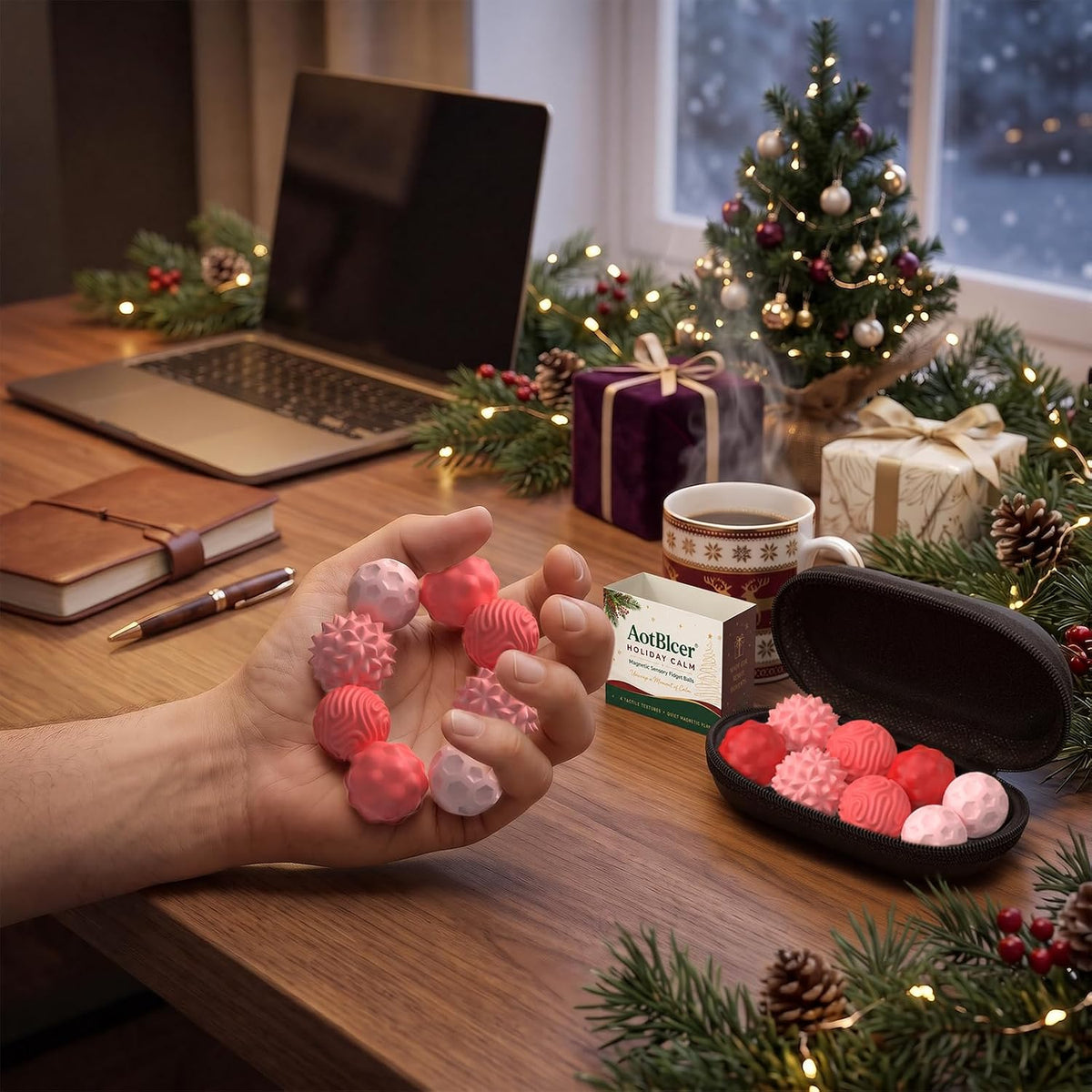 Magnetic Fidget Balls for Adults & Teens - Xmas-pink - image 4