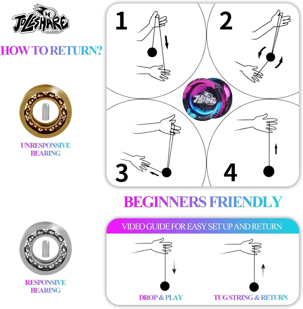 LESHARE X2 Dual-Mode Yoyo for Advanced Players & Teens Beginners – Fun for Kids & Family - Red black blue - image 3