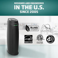 GermGuardian HEPA Air Purifier for Home, Large Rooms Up To 743 Sq. Ft. with HEPA PURE Air Filter, Air Quality Monitor & UV-C Light, AC4880B, 22" Tower, Black