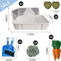 kathson Rabbit Litter Box,Bunny Potty Training,Plastic Square Small Animal Toilet,for Hamster Chinchilla Ferret Hedgehog Gerbil(White)