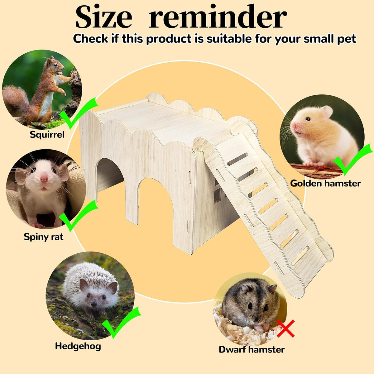 Wooden Hamsters 2-Chamber Hideout-Tunnel Multi Chamber Exploring Toy - L+L - image 3