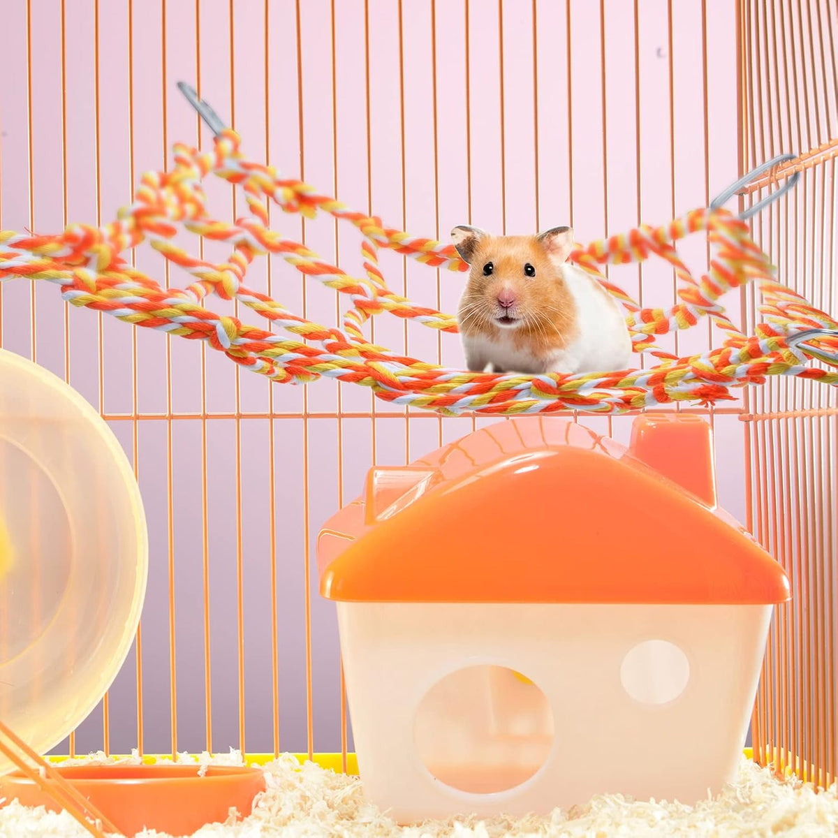 2Pcs Rat Cage Accessory Rat Climbing Toy Net, Red, Yellow - 11 x 7.8 Inch / Multi Color - image 2