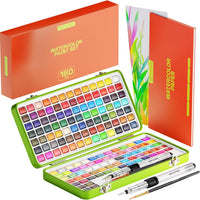 ARTISTRO 50 Metallic Watercolor Paint Set with Brushes for Adults - 160 colors Portable Travel