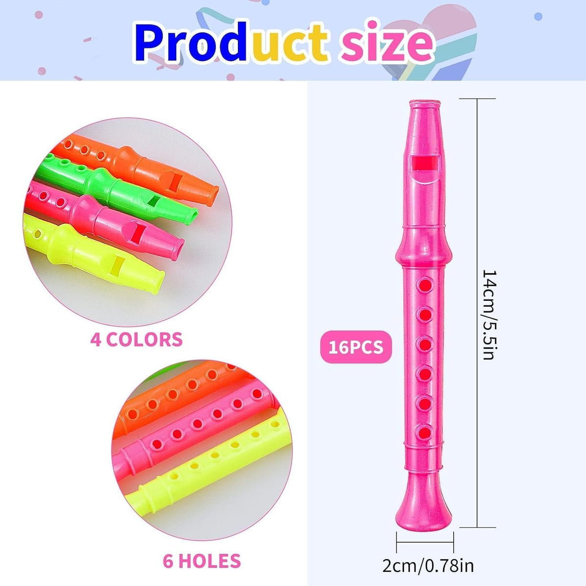 12 Pack 5.5 Inches Plastic Recorders for Kids, Flute Toys Set – Fun for Kids & Family - 12 - image 2