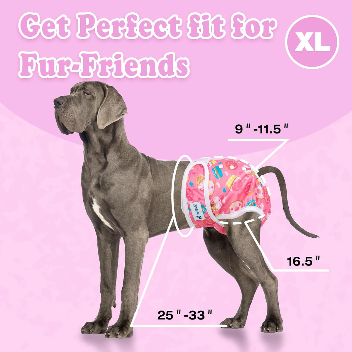 Pet Soft Female Dog Diapers, Puppy Diapers - Food / X-Large:25''-33'' - image 2