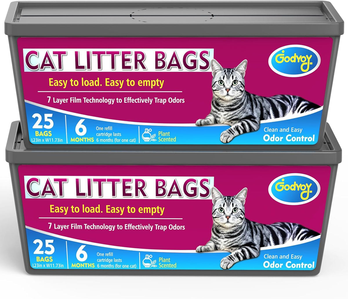 Cat Litter Refill Bags Compatible with Genie Easy Roll Litter Bin – Daily Care for Cats - 2 Packs