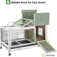 Wooden Rabbit Hutch Indoor and Outdoor - Brown - image 3