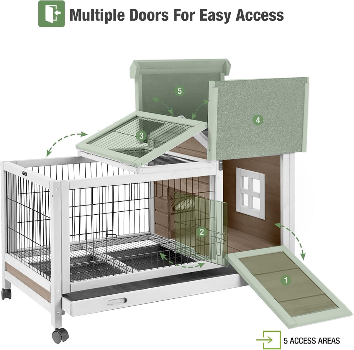 Wooden Rabbit Hutch Indoor and Outdoor - Brown - image 3