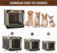 Garnpet 36 Inch Collapsible Soft Dog Crate for Large Dogs - Beige / 26.0"L x 18.0"W x 18.0"H - image 2