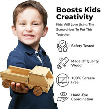 Kraftic Woodworking Building Kit for Kids and Adults, with 6 Educational Arts and Crafts DIY Carpentry Construction Wood Model Kit Toy Projects for Boys and Girls
