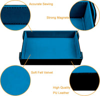 SIQUK magnetic folding dice trays in red and royal blue PU leather with velvet lining - view 15