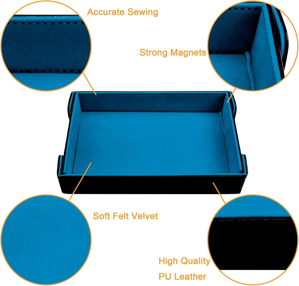 SIQUK magnetic folding dice trays in red and royal blue PU leather with velvet lining - view 15