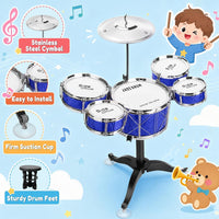 Kids Jazz Drum Set Toys for 3-7 Year Olds - Sparkle Blue - image 3