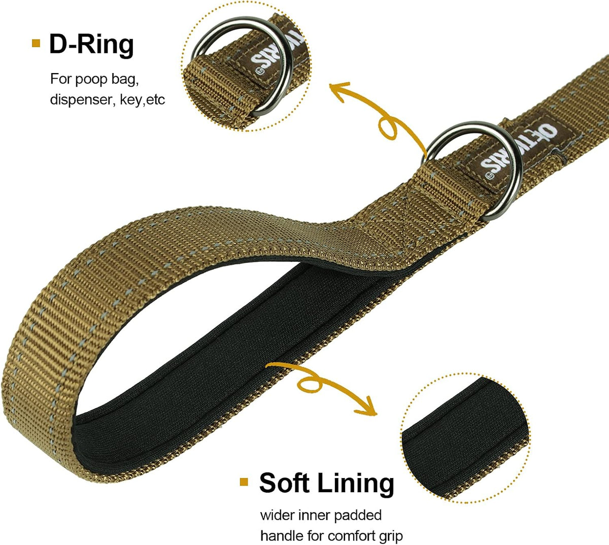 OneTigris No-Pull Dog Leash with Handle for Medium Large Dogs – Essentials for Dogs - Brown / 6FT - image 4