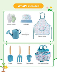 Grenebo 8-Piece Kids Gardening Set with Garden Tools for Kids - B-blue - image 2
