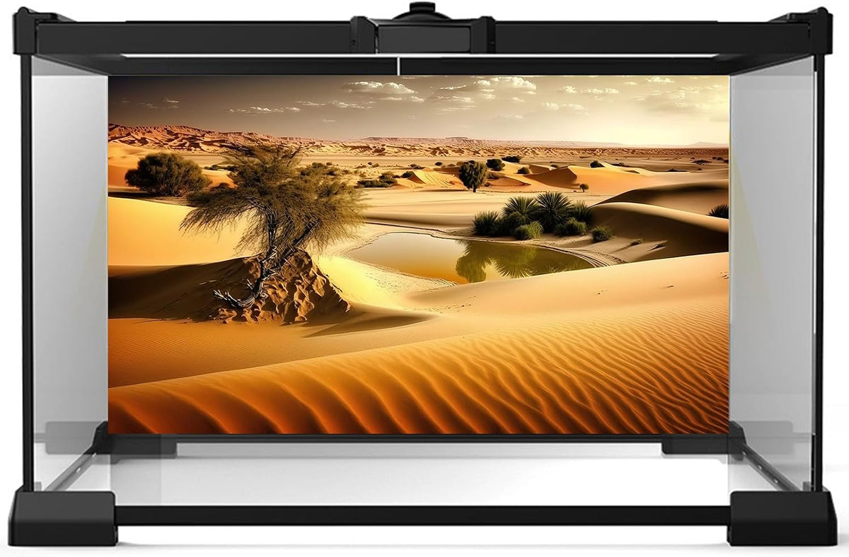Reptile Tank Backdrop Sunset Desert Terrarium Background Saguaro - 72(W)x18(H)inches/ 180(W)*45cm(H) / Oasis Yellow - image 2