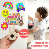 BOIKOKY 12-pack rainbow painting party favor kits with wooden rainbow magnets - view 16