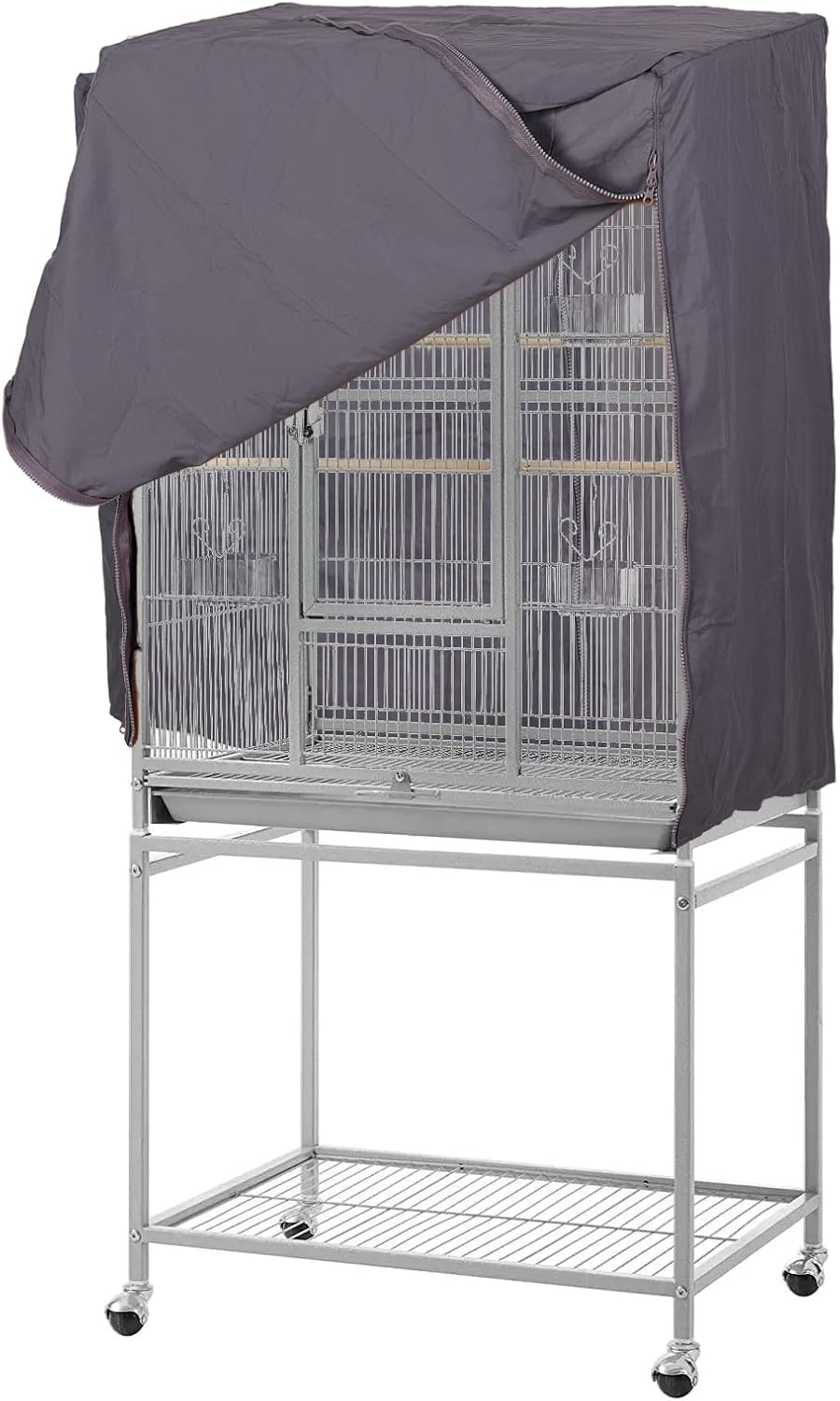 QBLEEV Bird Cage Covers, Breathable Blackout Birdcage Covers for Night – Essentials for Birds - Grey / 24.8"L X 17.7"W X 31.5"H