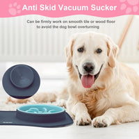 Slow Feeder Dog Bowls 3 in 1 Stainless Steel Food Water Bowl to Slow - Large Breed / Light Grey - image 2