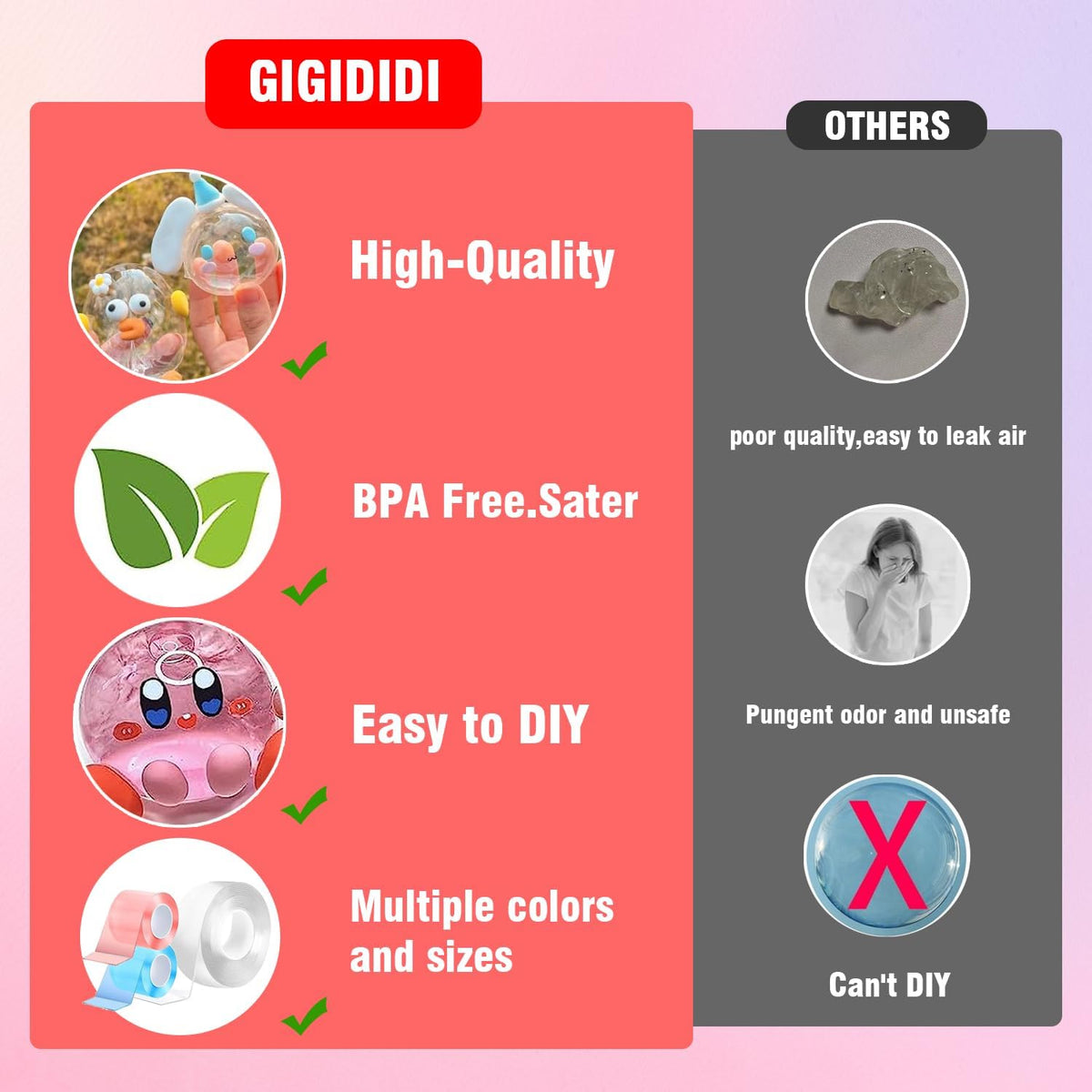 gigididi nano tape bubble kit with 5 colors of reusable tape and storage box - view 2