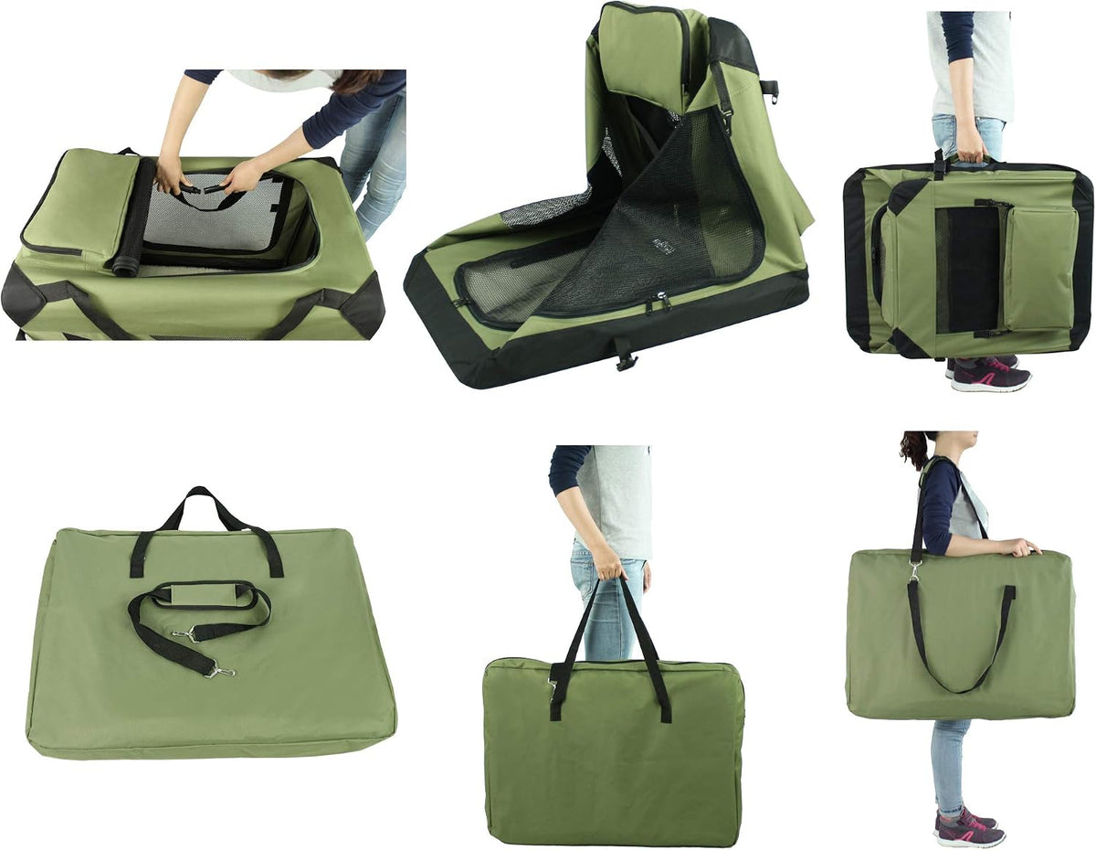 EliteField 3-Door Soft Dog Crate with Bed & Carrying Bag – Essentials for Dogs - Sage Green / 36.0"L x 24.0"W x 28.0"H - image 4