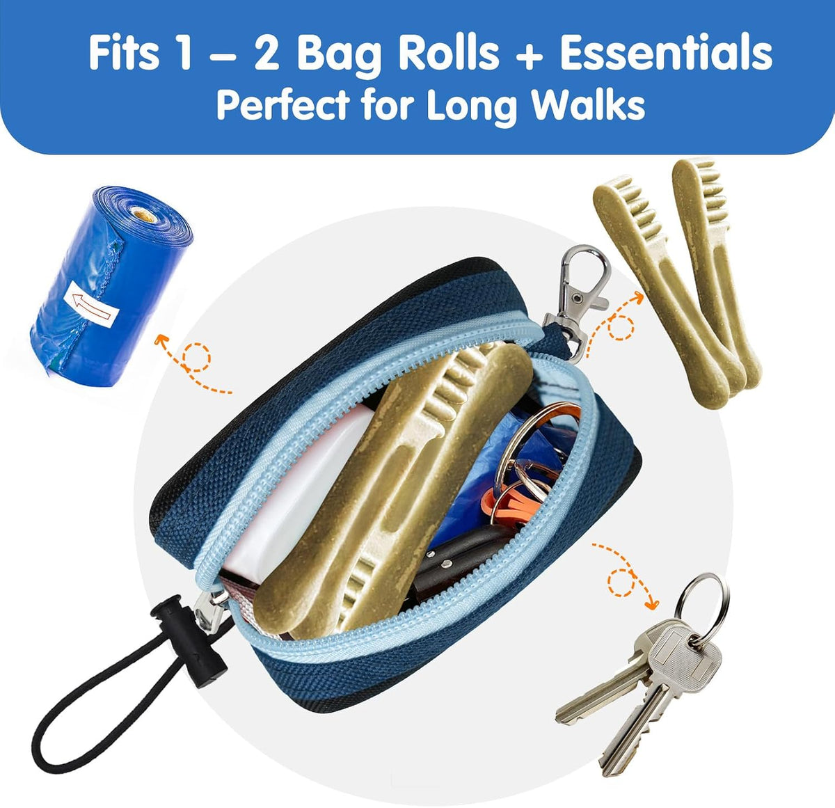 Dog Poop Bag Holder for Leash, Large-Capacity Canvas Pouch - Black - image 4