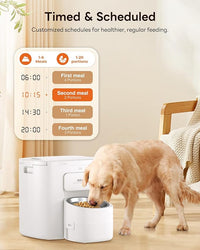Automatic Dog Feeder for Large Breed, 15L/ 63Cups Vacuum-Sealed Storage & Timed Auto Dog Food Dispenser 2in1, Airtight 100% Freshness, Anti-Blockage, Support up to 22mm Pet Food, Stainless Steel Bowl