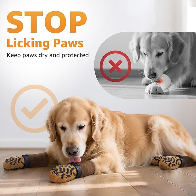 Double Sides Non-Slip Dog Socks to Prevent Licking Paws - Strong Traction for Paw Protector, Senior Dogs, Hardwood Floors, Dog Booties with Grippers - Size Small