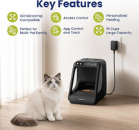 Automatic Microchip RFID Cat Feeder, 16-Cup - Black - image 2