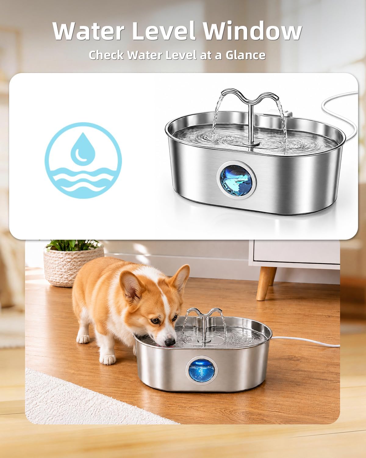 8L/270oz/2Gallon Stainless Steel Dog Water Fountain Pet Fountain – Essentials for Dogs - Fountain+6 Filters +6 Sponges - image 4