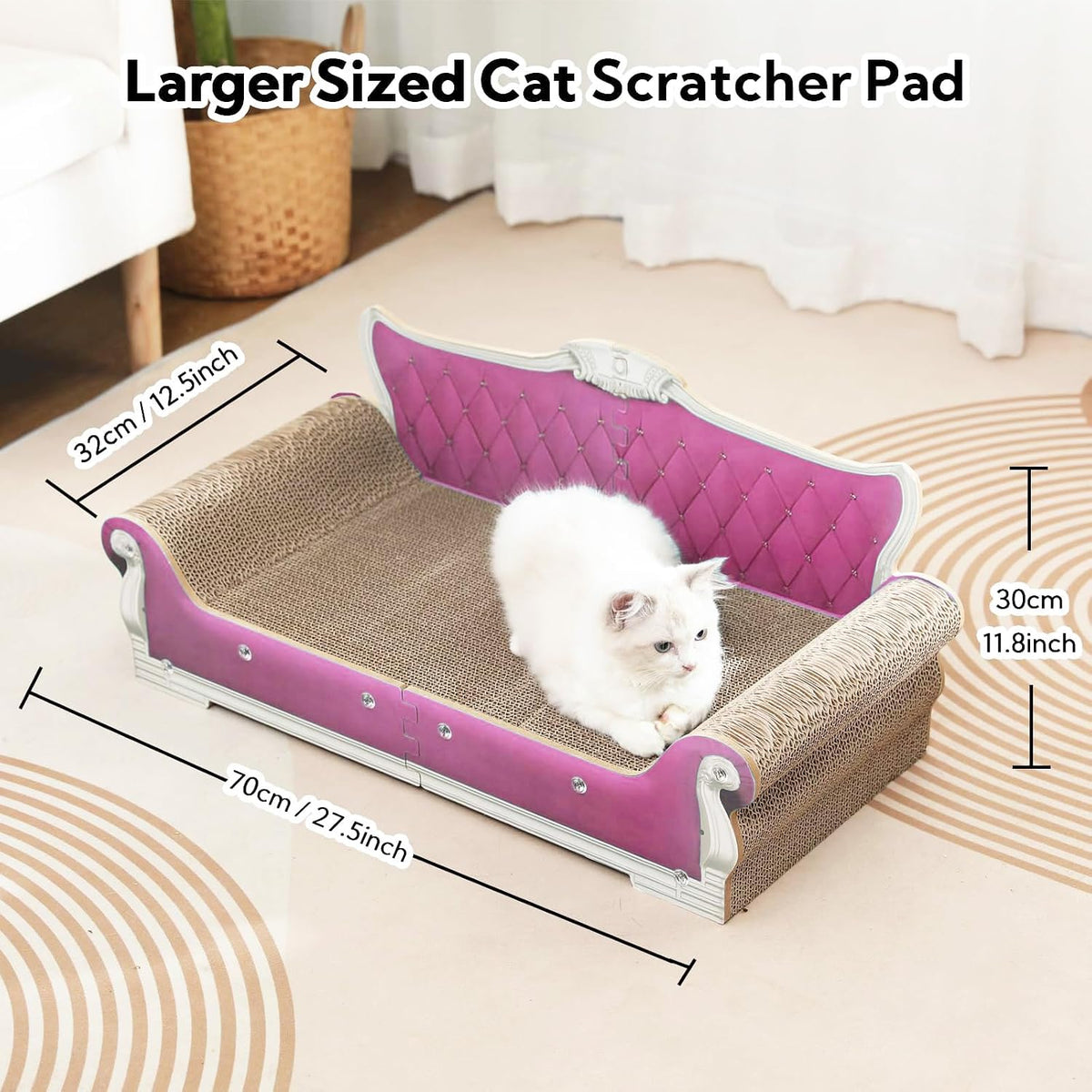 5 Packs in 1 Cat Scratch Pad with Box for Indoor Cats - Sofa Shape / 27.5inch / Pink - image 2