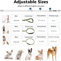 8.5ft Hands Free Dog Leash Adjustable for Medium Dogs - 8.5ft / Army Green - image 4