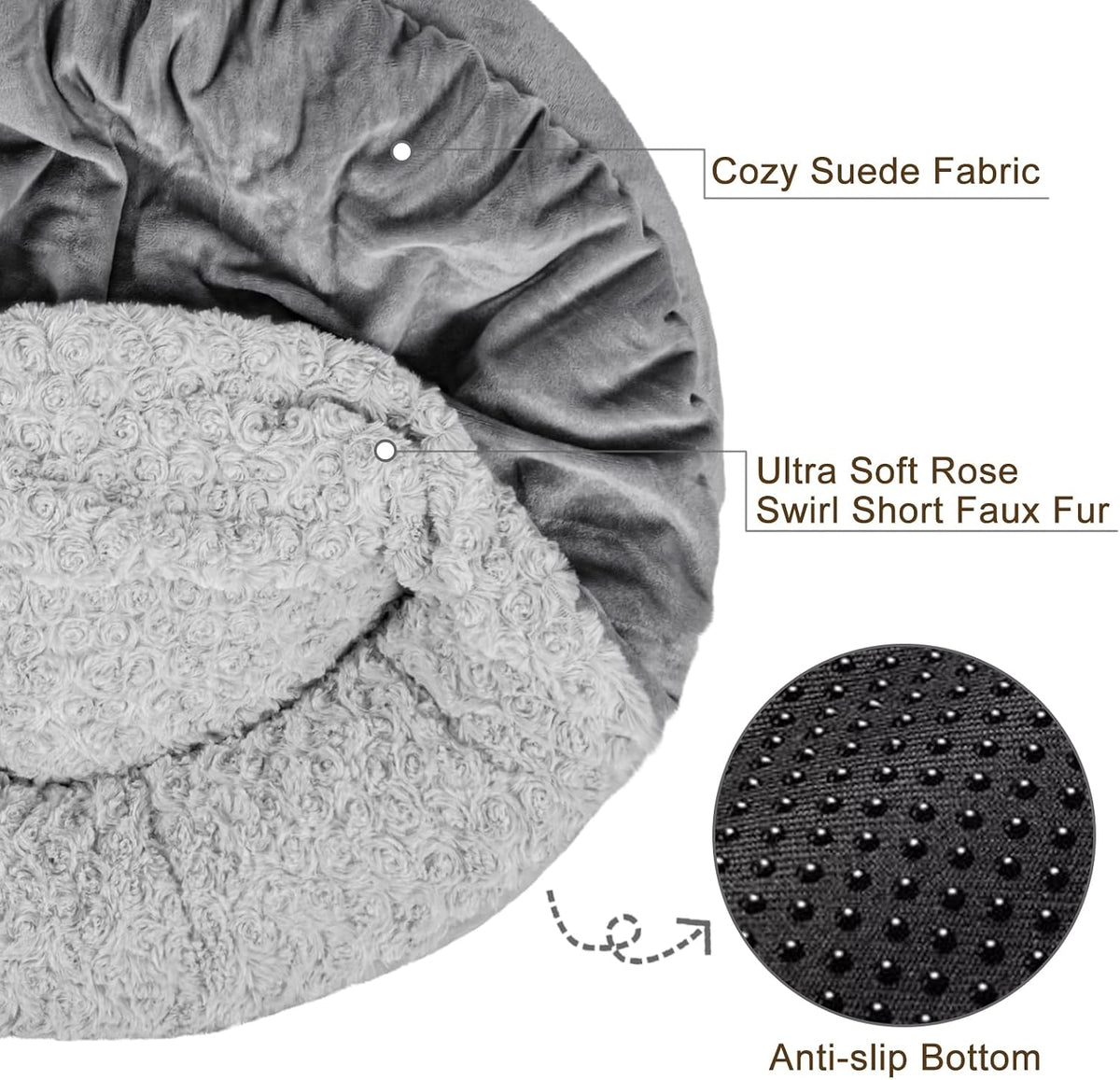 JOEJOY Small Dog Bed Cat Bed with Hooded Blanket - S(23" x 23" x 7") / Dark Grey - image 4