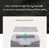 Bedfolks Orthopedic Dog Bed, Big Waterproof Dog Sofa Bed for Large Dogs, Egg Foam Pet Couch Bed with Removable Washable Cover and Nonslip Bottom, Light Grey
