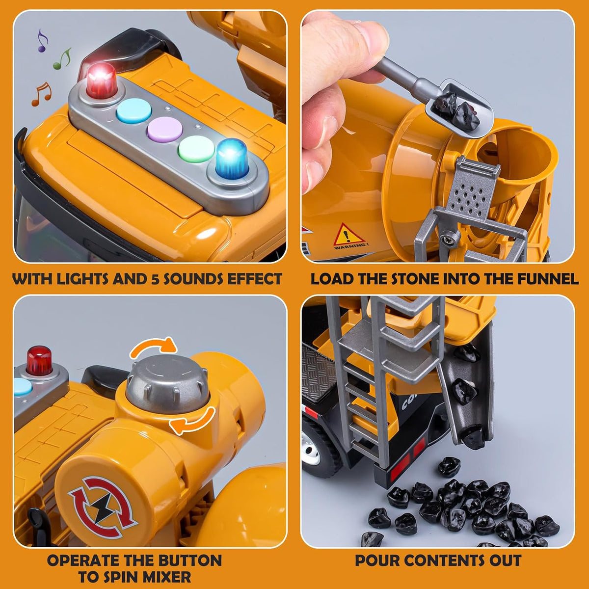 Takgud 13.5 inch friction powered crane truck toy with extending arm and lights - view 5