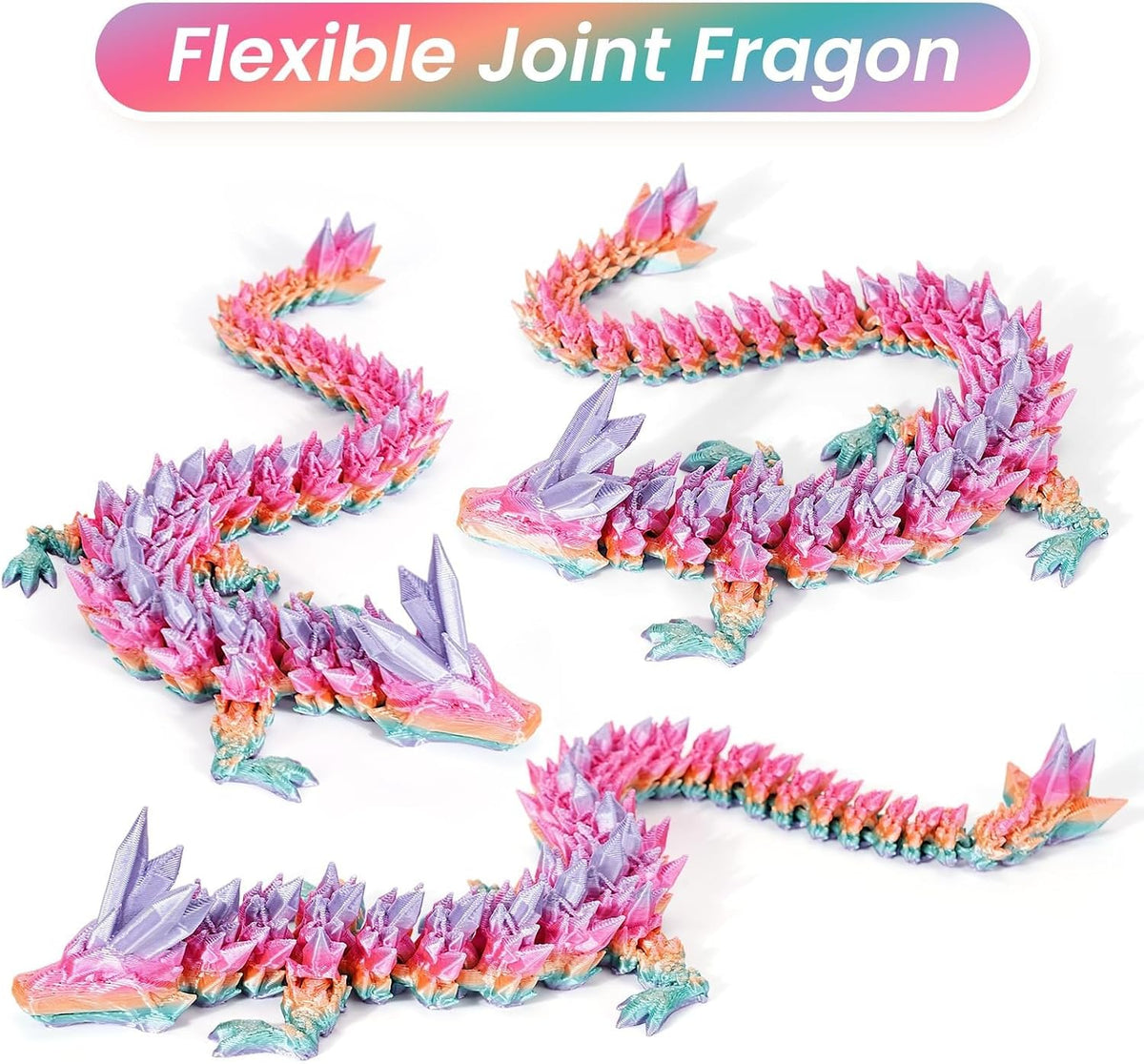 3D Printed Dragon Egg, Mystery Articulated Crystal Dragon Egg Fidget Toys, 3D Print Surprise - Random Candy Colors - image 2