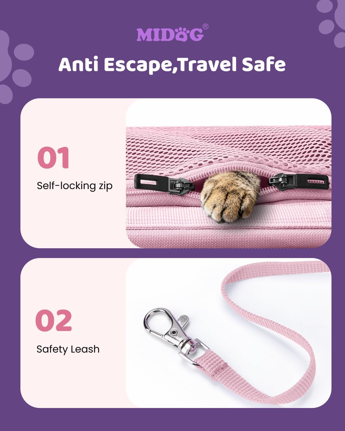 MIDOG Soft Cat Carrier Airline Approved - Coral / 17.0"L x 11.0"W x 11.0"H - image 4