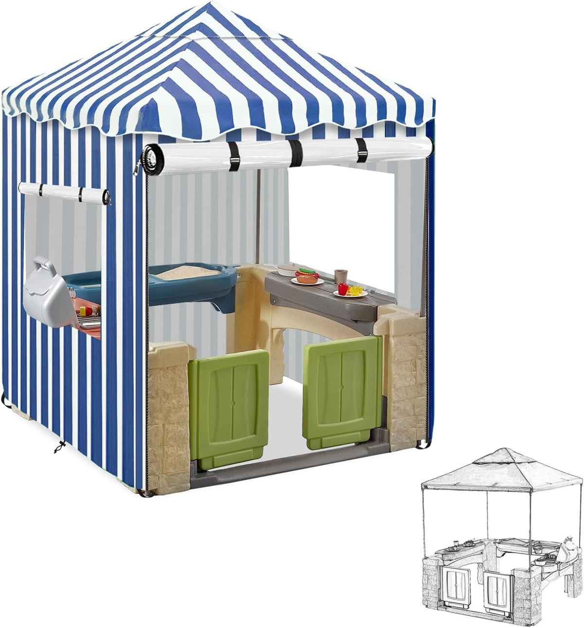 Hadisi black 600D waterproof outdoor kids playhouse cover with zippered front door - view 3