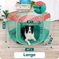 FurHaven Soft-Sided Dog & Cat Playpen - Green & Pink / Large - image 3