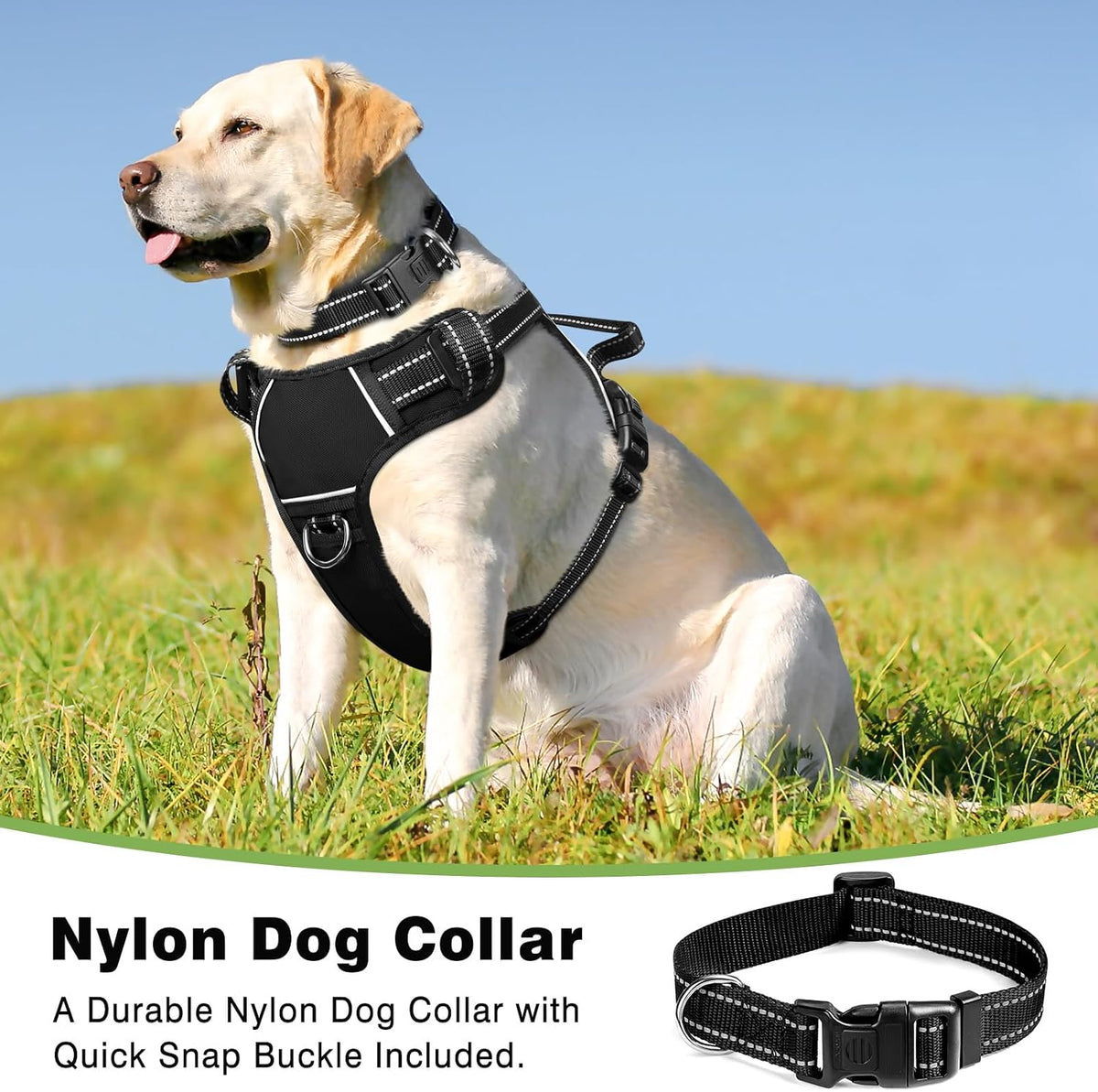WINSEE Dog/Pet Harnesses No Pull with Dog Collar - X-Large / Black - image 2