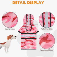 Dog Raincoat Hooded Slicker Poncho with Leash Hole - M:15-20lbs / Pink Camo - image 2