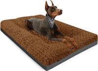 POCBLUE Deluxe Washable Dog Bed for Large Dogs Dog Crate Mat 35 Inch - 35.0"l X 23.0"w X 3.5"th / Brown