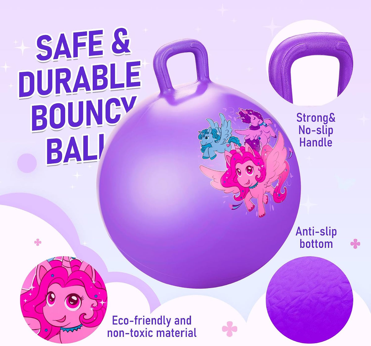 U&C Planet Hopper Ball, 18In Bouncy Ball with Handle for Kids Ages 3-6 – Fun for Kids & Family - 3-6 Years / Purple - image 4